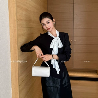 LS 法式优雅蝴蝶结波点领结衬衫广州十三行2026早秋新款女装61879