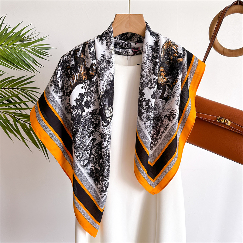 122g Weight Scarf, Kerchief Classification Casual, Daily Occasion Polyester Material Women's Vintage Style Printing Polyester Scarf Kerchief