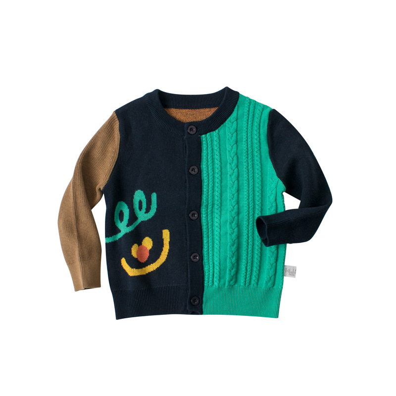 Suéter Infantil Estilo Coreano Otoño 2026, Cárdigan de Punto para Niños con Diseño de Dibujos Animados, Marca de Moda, Ropa Infantil para Venta al por Mayor y Dropshipping