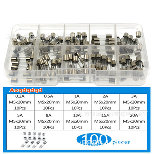 100Pcs 5X20 Fuse Tube Boxed 10 Kinds of Resistance 100 Fuse Tubes 5*20mm 0.2A-20A