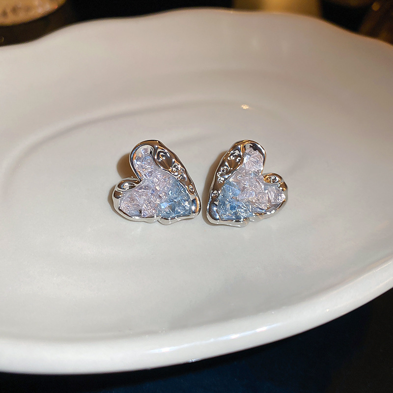 Agujas de plata con diamantes azules mariposa flor aretes de cristal coreanos delicados pequeños pernos frescos de moda para mujeres image 23