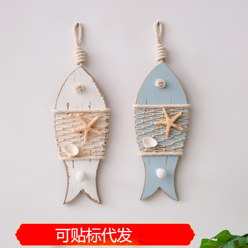 American Fish Hook Creative Home Mediterranean Home Background Wall Fishing Net Decorative Solid Wood Clothes Hook American Fish Hook Creative Home Mediterranean Home Background Wall Fishing Net Decorative Solid Wood Clothes Hook