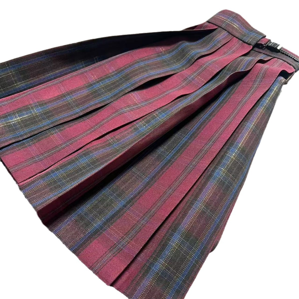 원래 JK 격자 무늬 스커트 조커 스커트 캠퍼스 봄과 여름 재고 레드 하이 허리 격자 무늬 스커트