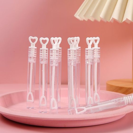 Free Shipping 12 Pack Mini Heart-shaped Bubble Stick Festival Wedding Pure White Love Test Tube Bubble Water Wholesale