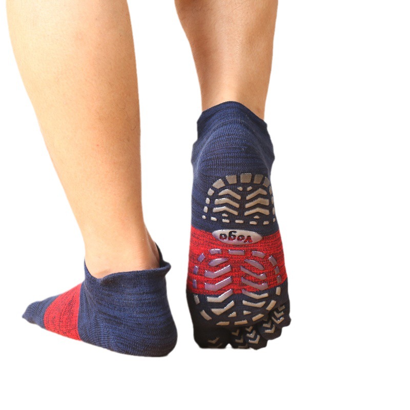 Calcetines de cinco dedos calcetines de yoga para hombres calcetines de algodón antideslizantes calcetines deportivos cortos con punta Baja y rayas de color de cinco dedos