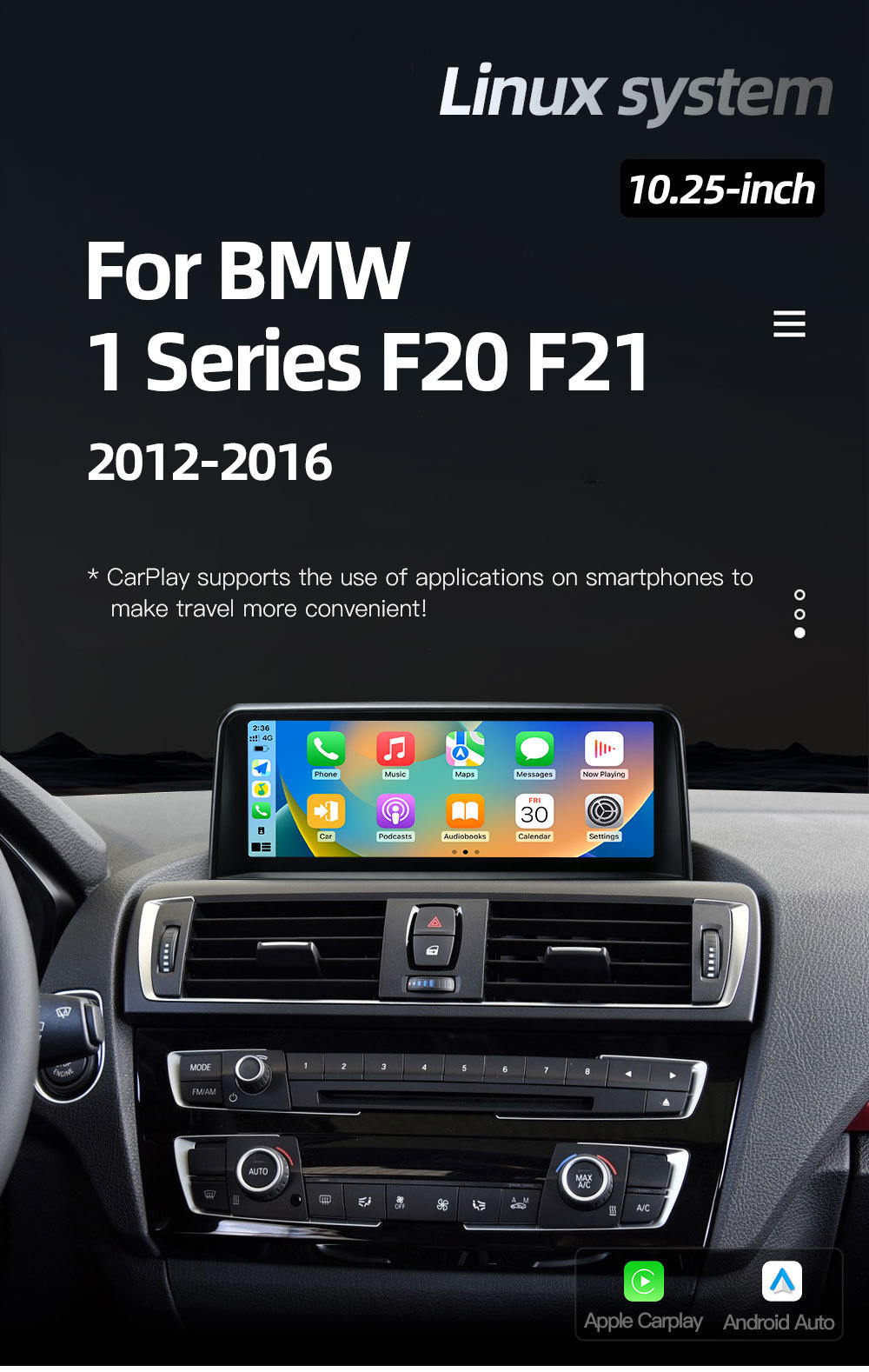 10.25inch Suitable for BMW 1 Series F20 F21 in-car central control large screen GPS navigation player