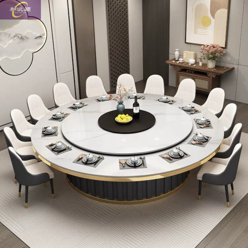 Гостиничный ящик Круглый каменный стол Стол легкий экстравагантный отель каменный стол электрический обеденный стол домашний банкет горячий горшок Ресторан круглый стол