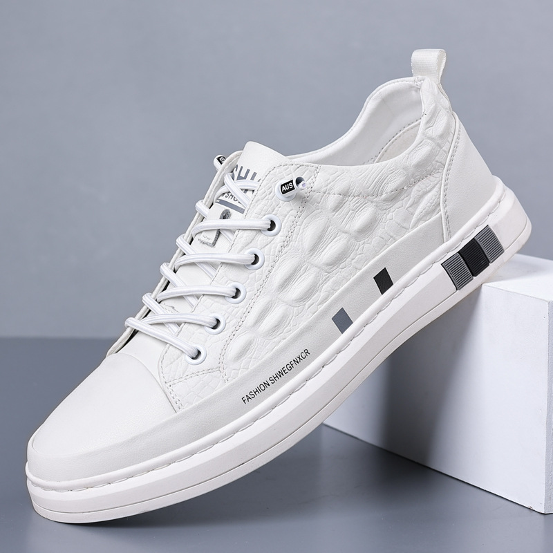 Trendige Weiße Herren Freizeitschuhe Aus Leder Flach Britisch_voghion.com