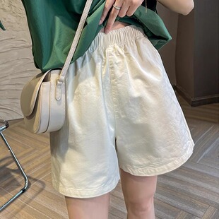 Dropshipping Japanese Style Simple Casual High-Waisted Elastic Cargo Pants for Women Summer A-Line Wide-Leg Slim Versatile Shorts