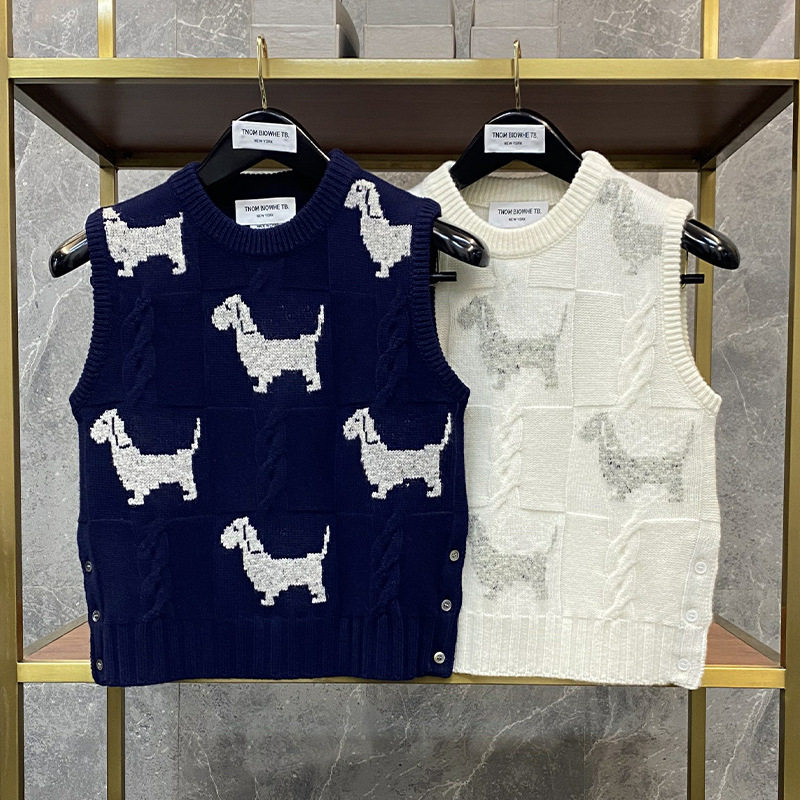 tnom biowhe tb puppy knitted vest women autumn and winter round neck sweater knitted vest sleeveless top