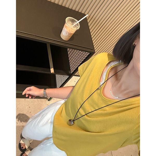 2025 [Gummy Tee] Carefully Cut Out Lace Stitching Ice-Feel Snowflake Cotton Round Neck Right Shoulder Short-Sleeved T-Shirt