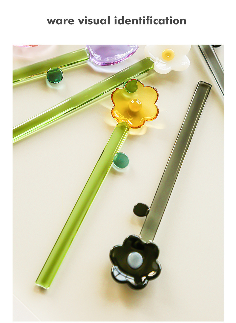 1 Piece Quantity Cute Solid Color Flower Glass Stirring Rod 1 Piece