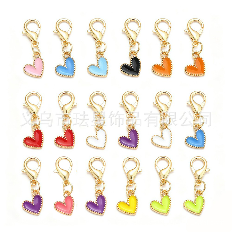 Colorful mini heart-shaped pendant alloy oil-drip heart charm DIY necklace bracelet earrings shoe and clothing accessory