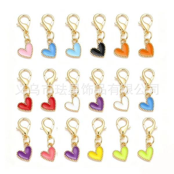 Colorful mini heart-shaped pendant alloy oil-drip heart charm DIY necklace bracelet earrings shoe and clothing accessory