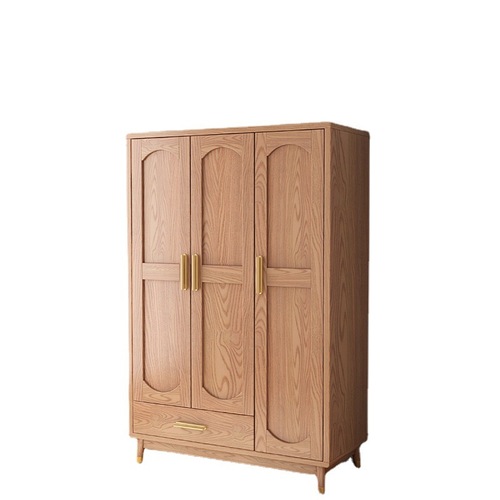 Solid Wood and Wicker Door Wardrobe, Nordic Solid Wood Wardrobe, Simple Wardrobe Cabinet, Bedroom Storage Unit, Combination Storage Cabinet, Suitable for Small Apartments