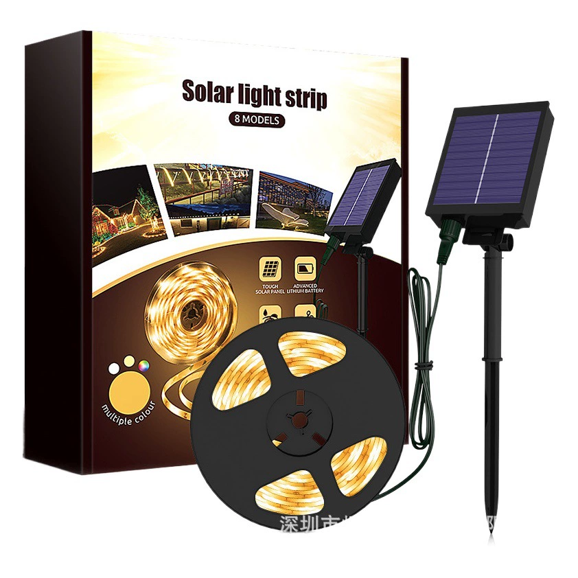 Светодиодные Фотоэлектрические плагин свободный свет полосы Солнечный свет полосы света строки Газон Свет Сада Декоративный свет 150LED световые полосы 5 метров