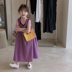 Children's skirt 2024 summer style girls Korean style suspender dress children's purple vest suspender two-piece set skirt end small cover