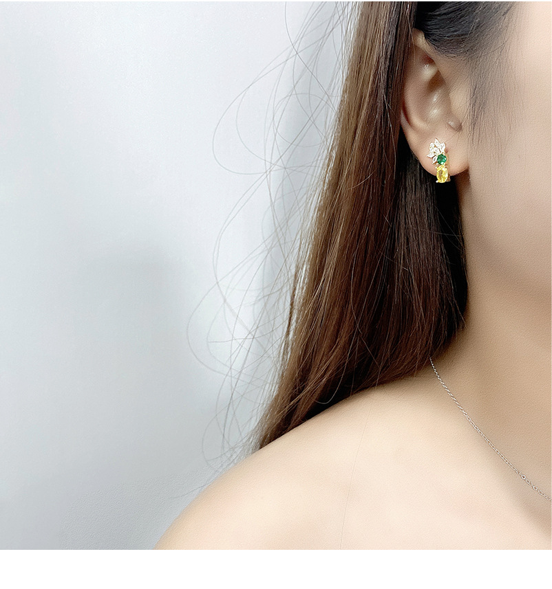 Simple Style Flower Sterling Silver Inlay Zircon Earrings 1 Pair