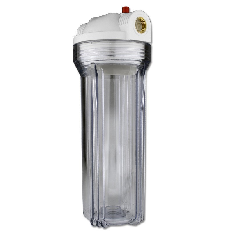 Botella de cobre del filtro del diente de 10 pulgadas 4-minute 6-minute con el barril del filtro de la válvula de escape del alivio de presión COMO botella transparente espesada del filtro con la hebilla interna