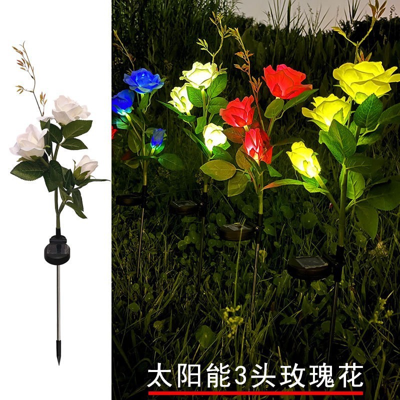 led太阳能灯地插灯彼岸花百合花玫瑰花仿真花蒲公英草坪铜线灯串|undefined