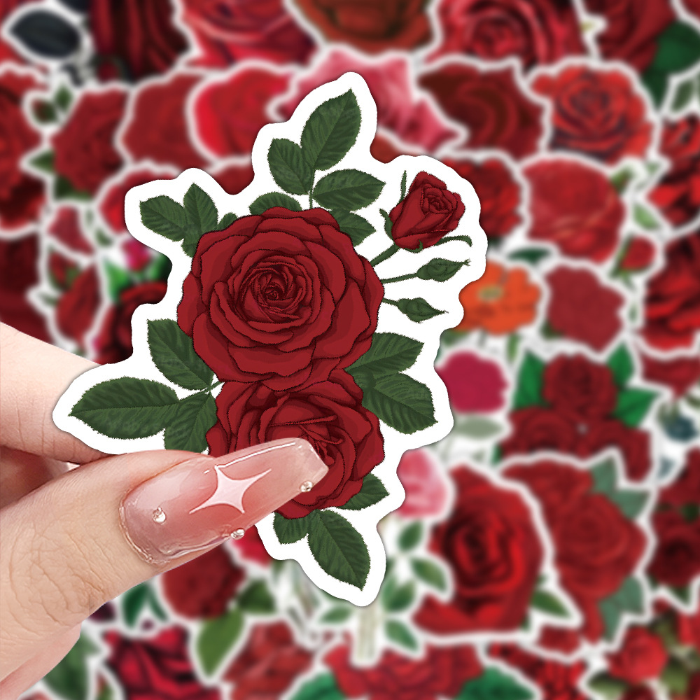30g Weight Stickers Stationery Type 1 Set Quantity School, Graduation Occasion Adhesive Sticker Material Rose Pattern Cute, Pastoral Style 1 Set Rose School Graduation Adhesive Sticker Cute Pastoral Stickers 5