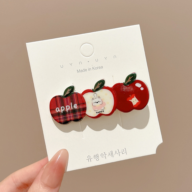 Cute anchor broca de cabello de manzana roja de alta calidad frente broca de cabello lateral broca de cabello de boca de pato tocado