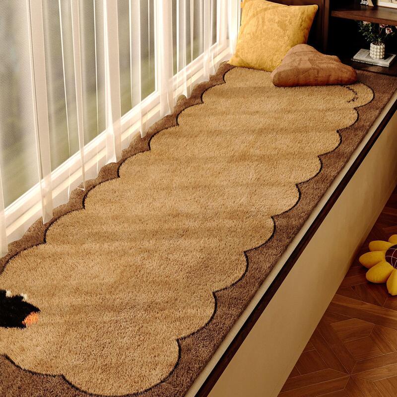 Simple Retro-Style Bay Window Rug for Home Use, Bedroom Tatami Bedside Rug, Manufacturer Supplies Soft Faux Cashmere Bay Window Rug