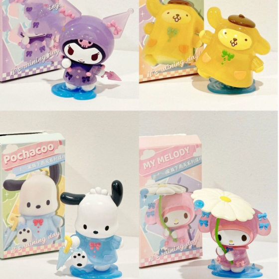 Sanrio Rainy Day Blind Box Patchia Dog Kouromi melody Desktop Ornaments Handmade Doll Doll Female Gift