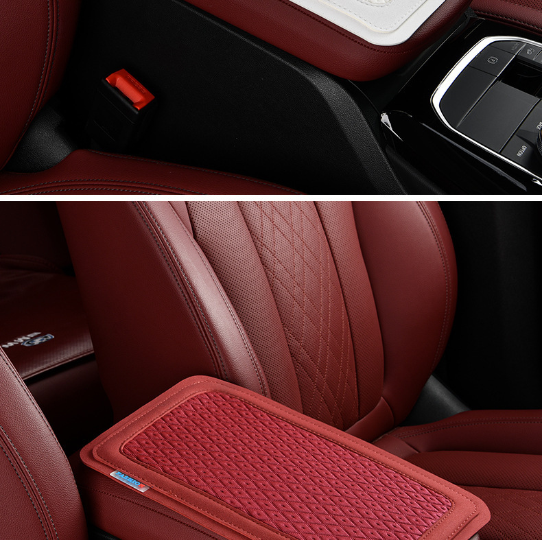 Manufacturer's Direct Cross-Border Sales of Car Ice Silk Cooling, Breathable, Non-Slip Armrest Box Mats, Comfortable and Universal Armrest Pads for the Car Interior