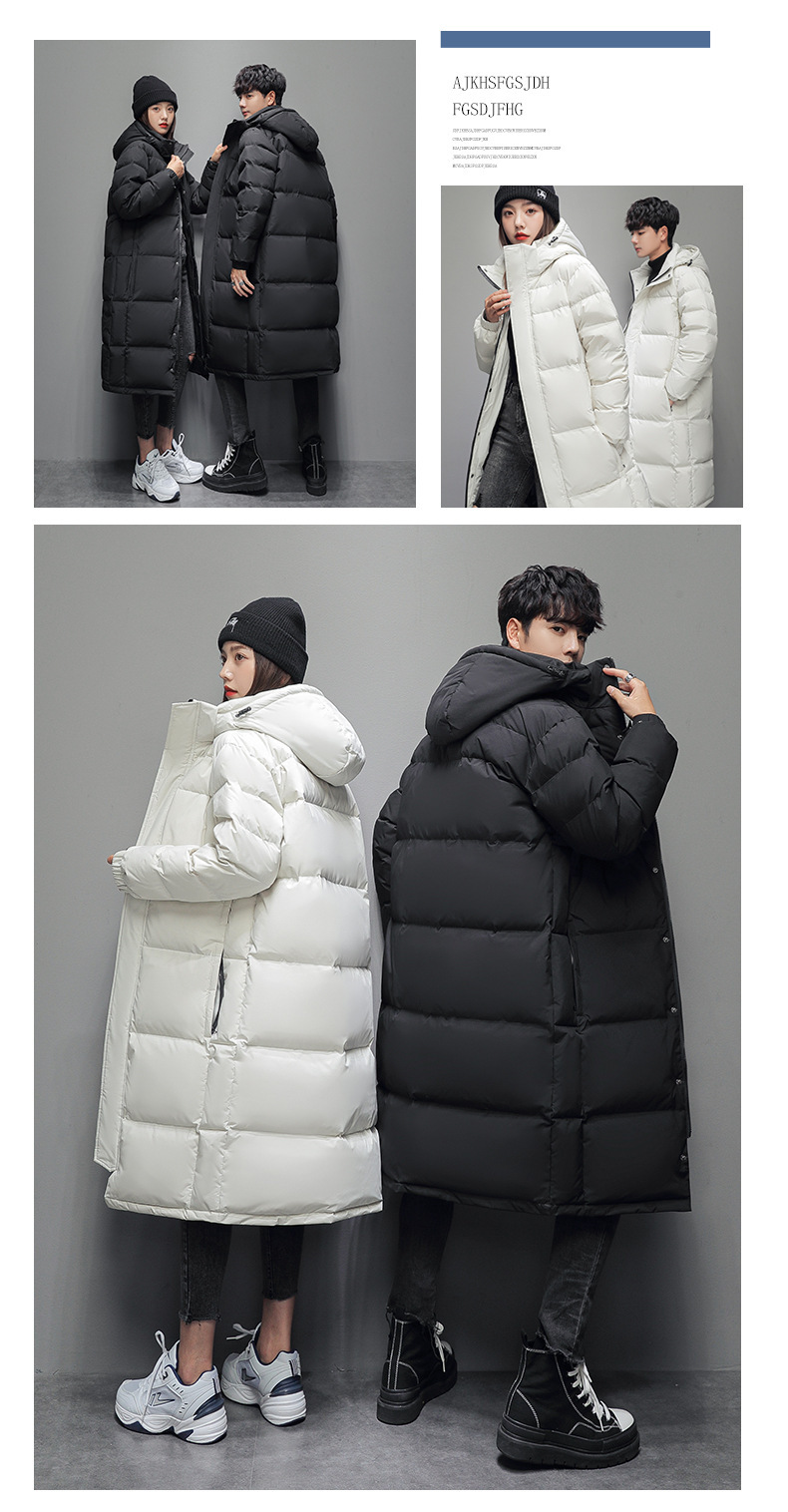 Herrenbekleidung Neue Baumwolljacke für Herren Mittellange warme Winterjacke für Herren und Damen im gleichen Stil Weiße Entenbaumwolle Paaroberteile_voghion.com