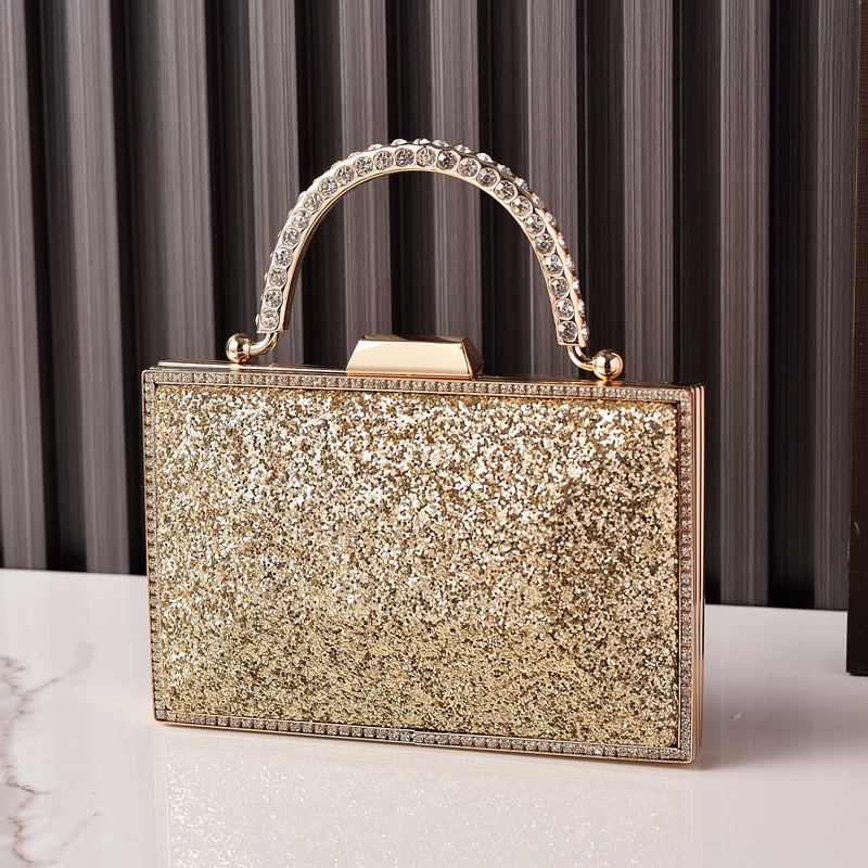 Nueva bolsa de cena de sequillas de oro de alto nivel Europa y América de moda transfronteriza con diamantes de mano bolsa de vestido de fiesta fábrica directa