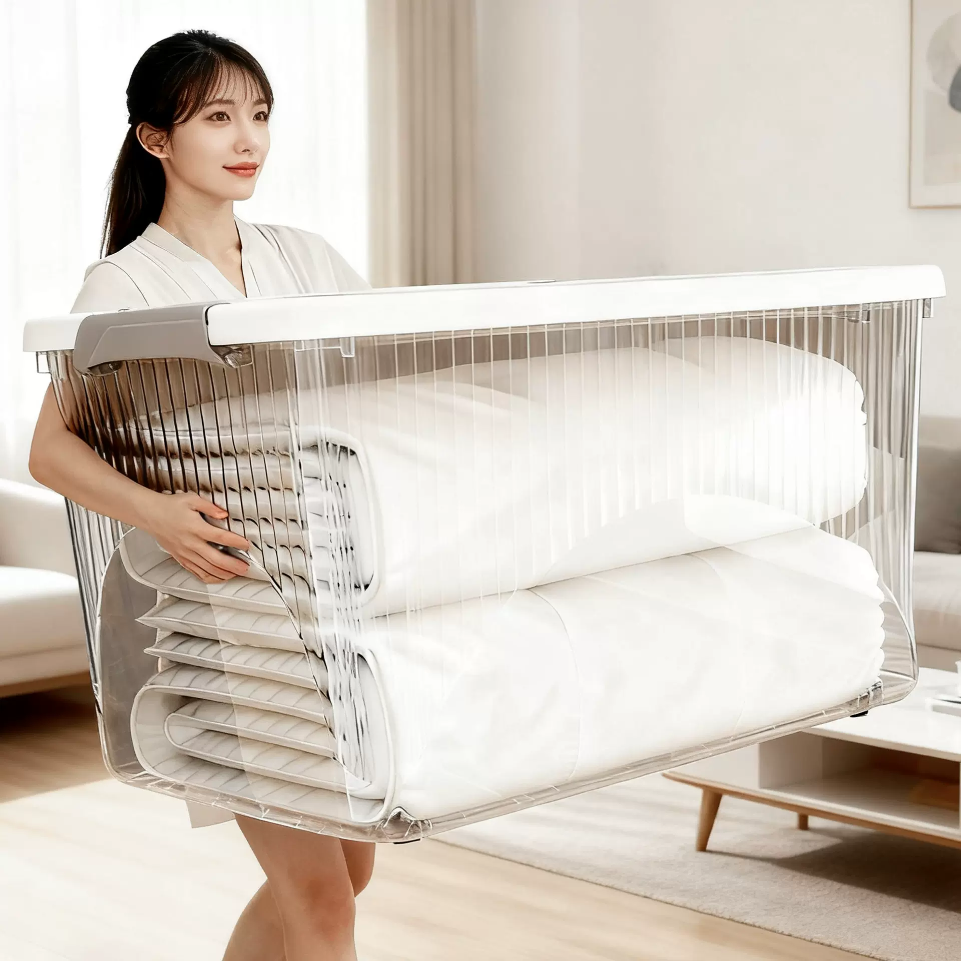 包邮加厚透明收纳箱整理箱子居家日用杂物衣服储物箱大容量收纳盒