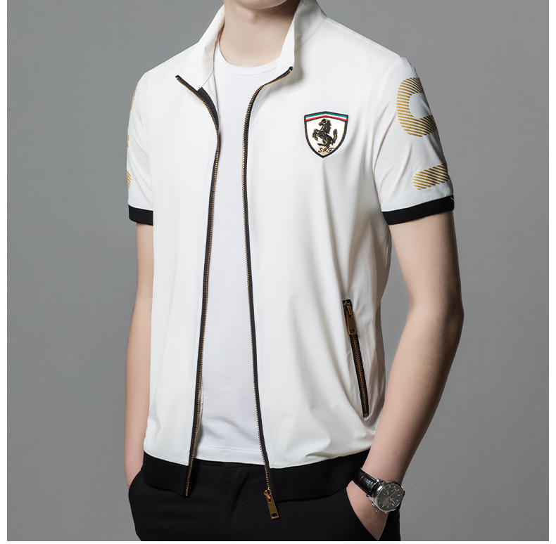 Manufacturer in stock new men's jacket Korean-style slim-fit short-sleeved casual trendy men's jacket European Station youth jacket