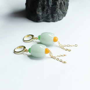 Yuyu natural Burmese A jade Passepartout earrings ear clip ear hook factory wholesale FC3040102
