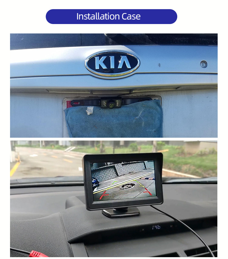 License Plate Frame Camera Hd Display Waterproof Full Set Back up Camera 5inch Wireless Reversing Image