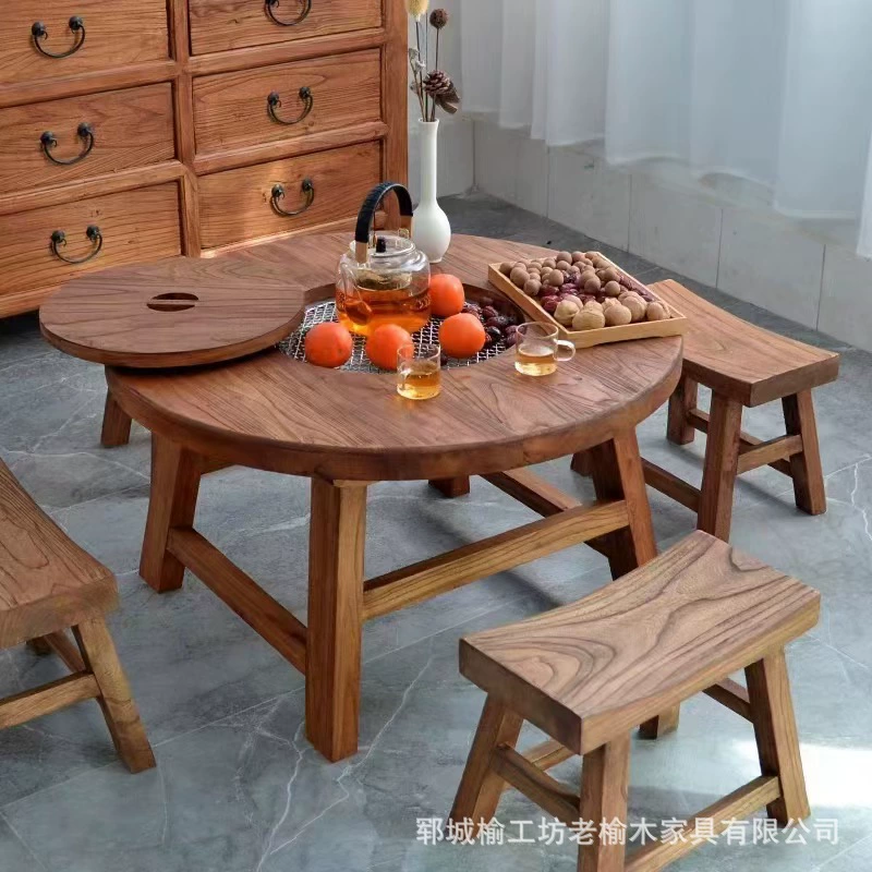 Старый вямовый стол для приготовления чая в печи Домашний балкон барбекю чай маленький круглый стол небольшой балкон для пикника на открытом воздухе чайный стол