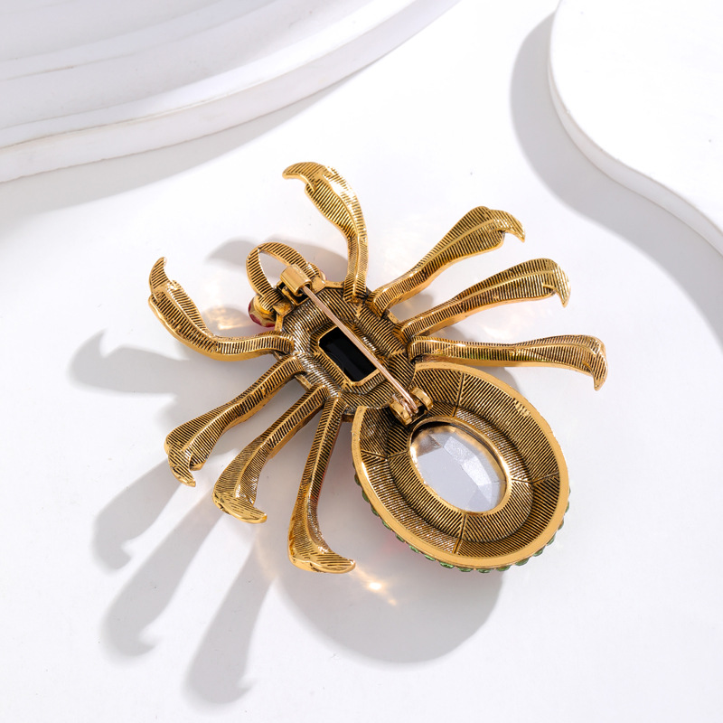38g Weight Rhinestones, Glass Inlay Material Brooches Classification Zinc alloy Material Halloween Festival Spider Pattern Exaggerated Pin Spider Zinc Alloy Plating Inlay Rhinestones Glass Unisex Brooches 1