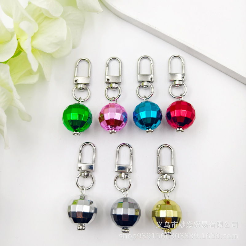 Cross-border color DISCO disco ball key chain toy laser ball pendant CCB mirror ball car pendant