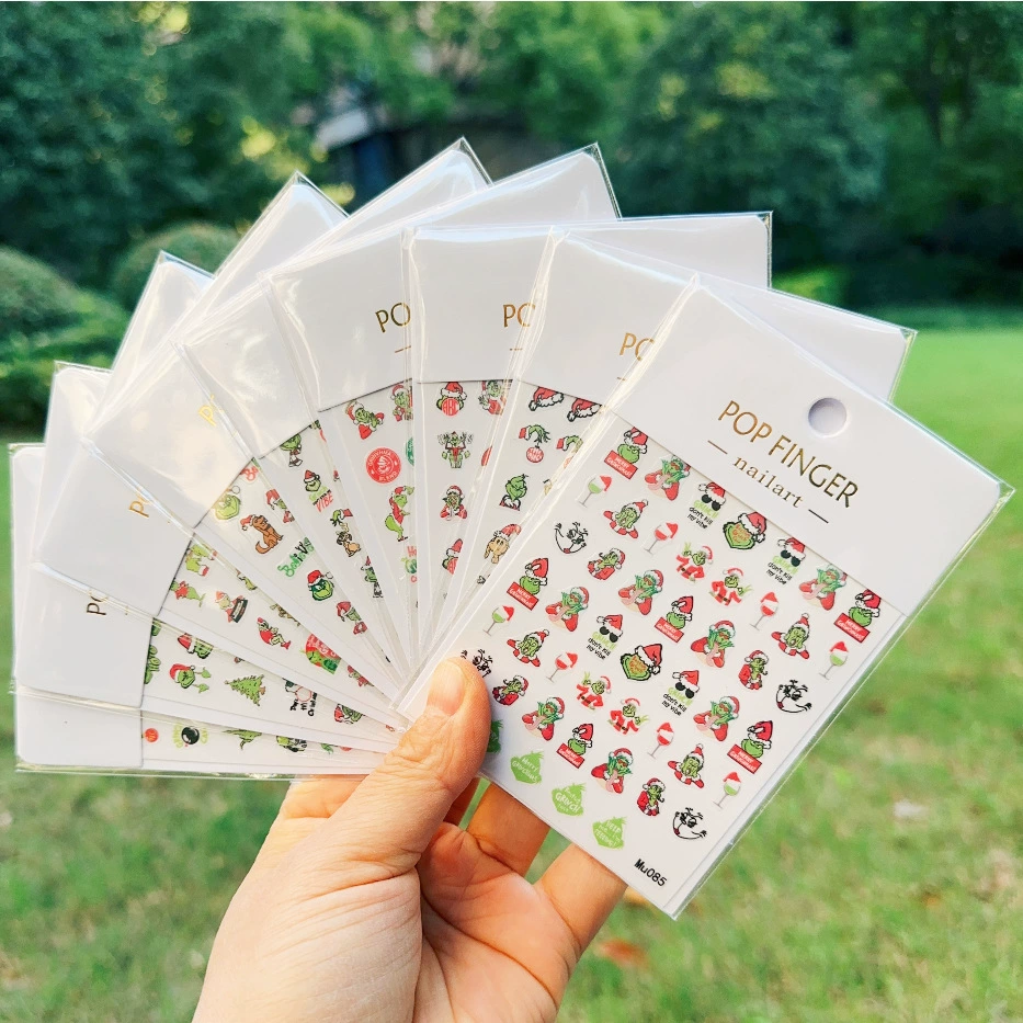 Новые рождественские наклейки для ногтей трансграничная электронная коммерция Зеленые рождественские наклейки для ногтей MU083-091
