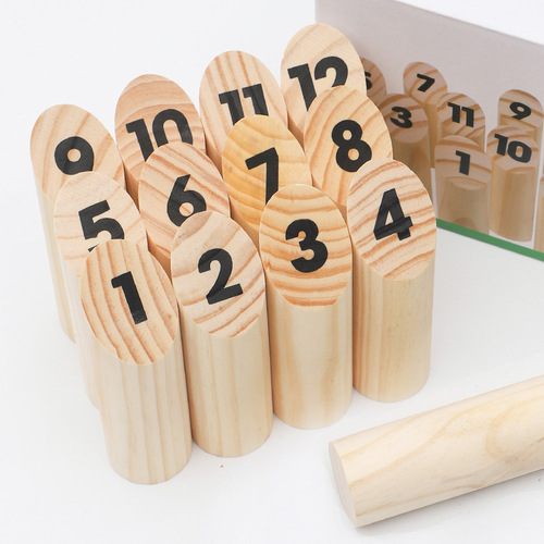 Cross-border wooden Finnish skittle-throwing fun game for children and adults team building interactive bevel ball toys wholesale