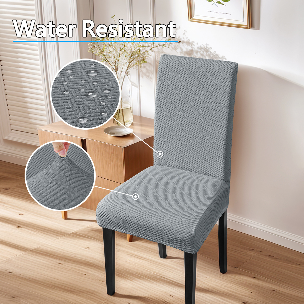 Nueva funda de silla de laberinto impermeable jacquard elástico de Amazon, funda de silla de respaldo alto universal de color sólido