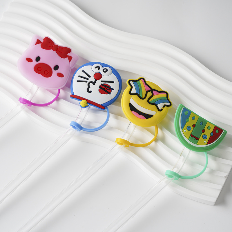 漫画ストローキャップdiyストロー装飾ストローアクセサリーフルーツストローダストプラグシリコーン8-10mm循環使用|undefined