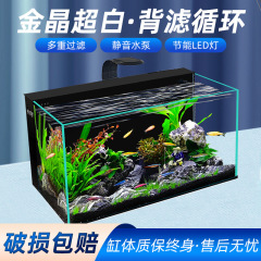 魚水国の小型水槽の静音は水の水槽の超白いガラスの家庭用水槽の客間の裏で水槽を濾過します。