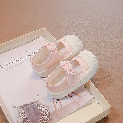 Girls' White Canvas Shoes, Children's Fabric Shoes, Summer Soft Sole White Baby Shoes for Kindergarten