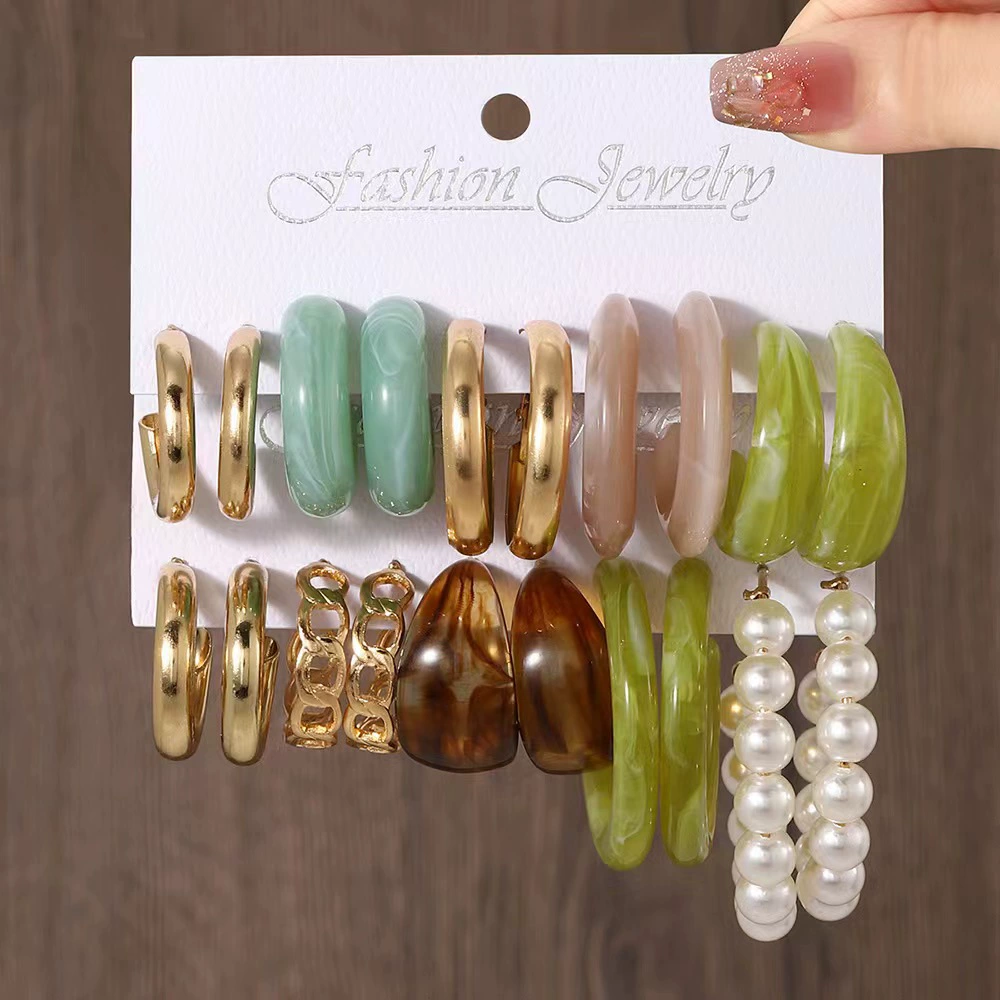 Metal Earrings Set, Retro Creative Design with Pigtail Hooks, Simple Elegant, Assorted Colors