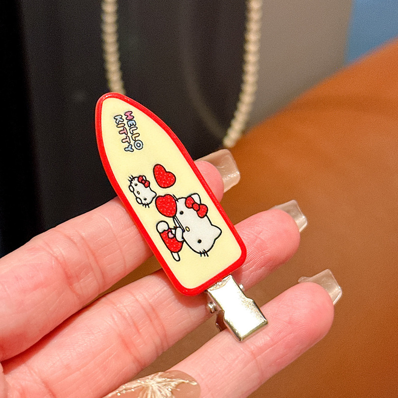 多巴胺印花猫咪铲子发夹日系甜美卡通少女侧边鸭嘴夹发卡新品发饰|undefined