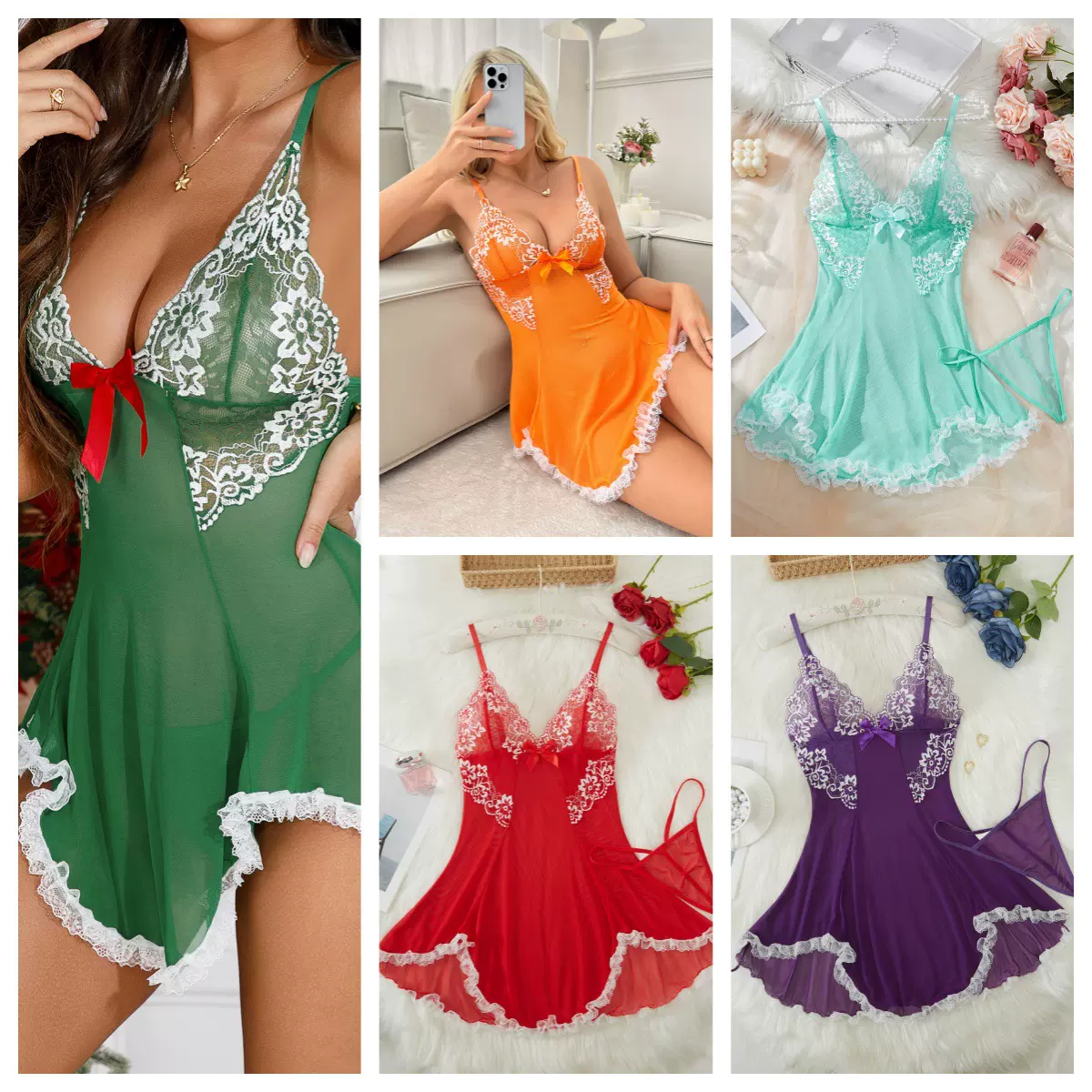 亚马逊外贸 欧美外贸情趣内衣工厂 性感蕾丝花边设计感家居服新款