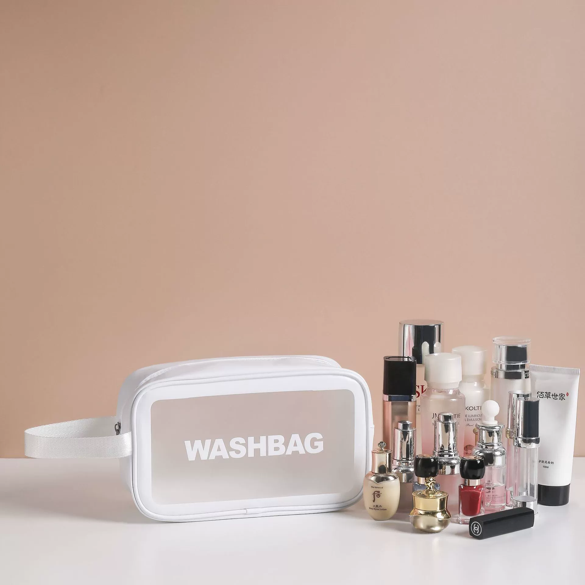 Matte high quality cosmetic bag PVC, handheld set for traveling, capacious organizer bag, 3 piece set
