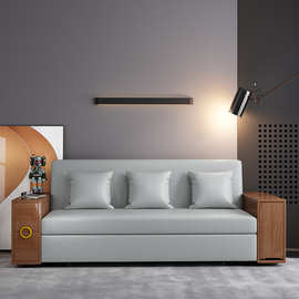 多功能沙发床实木折叠餐桌一体两用简约客厅小户型可伸缩收纳储物