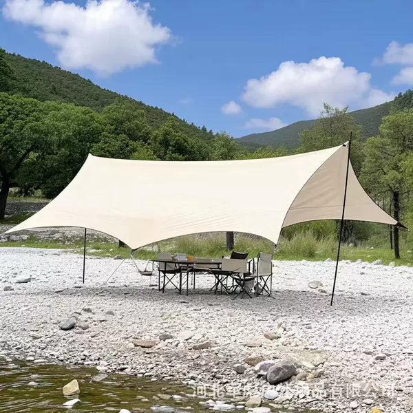 Factory Delivery Outdoor Camping Vinyl Canopy Tent Silver Plastic Sunscreen Curtain Square Sunshade Anti-Uv Butterfly Shape